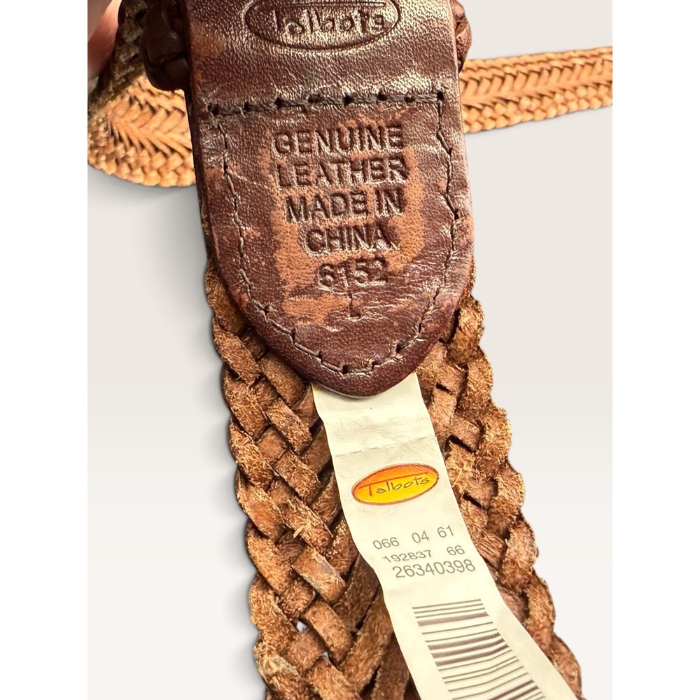 Talbots Brown Woven Braided Leather Belt Round Buckle 44" - Picture 6 of 8